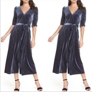 NEW CHELSEA28 Velvet Wide Leg Crop Romper